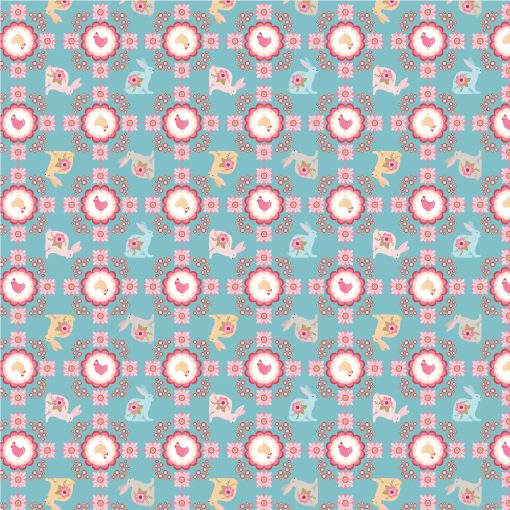 Poppie's Patchwork Club Blue Flopsy & Mopsy Yardage by Lori Woods for Poppie Cotton Fabrics