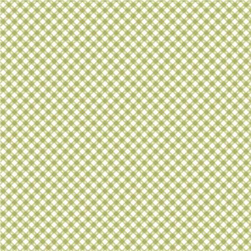 Gingham Picnic Green Grass Yardage by Lori Woods for Poppie Cotton Fabrics