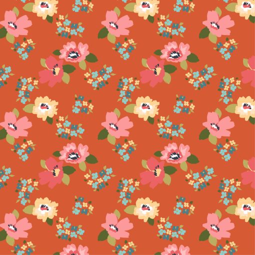 Treasured Threads Orange Jane Yardage by Lori Woods for Poppie Cotton Fabrics