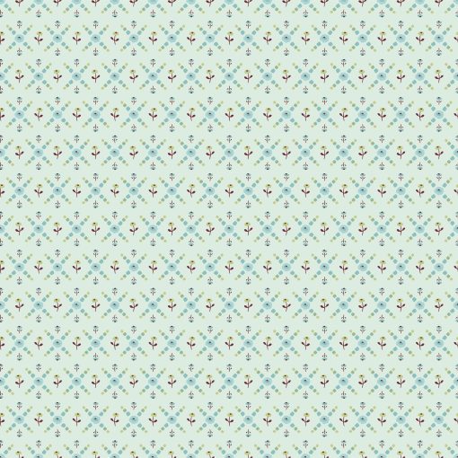 Hollyhock Lane Mint Joy Yardage by Sheri McCulley for Poppie Cotton Fabrics