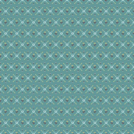 Hollyhock Lane Teal Joy Yardage by Sheri McCulley for Poppie Cotton Fabrics