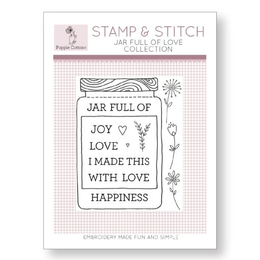 Stamp and Stitch Jar Full of Love Embroidery Stamp by Poppie Cotton