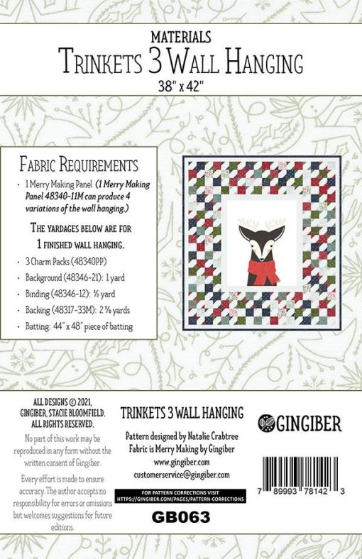 Trinkets 3 Quilt Wall Hanging Pattern By Gingiber - Image 2