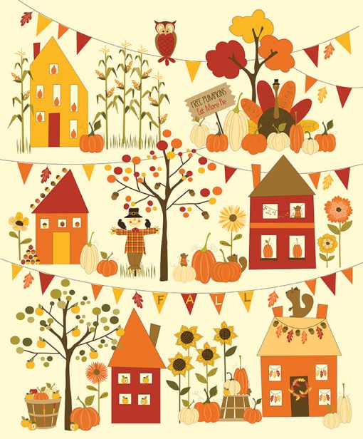 Fall's In Town Panel by Sandy Gervais for Riley Blake Designs