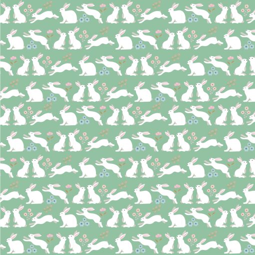 Poppie's Patchwork Club Mint Peter Rabbit Yardage by Lori Woods for Poppie Cotton Fabrics