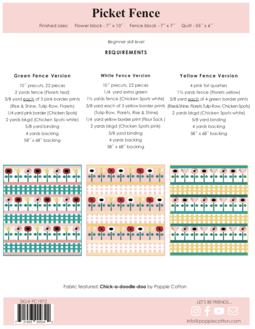 Picket Fence Quilt Pattern by Poppie Cotton Fabrics - Image 2