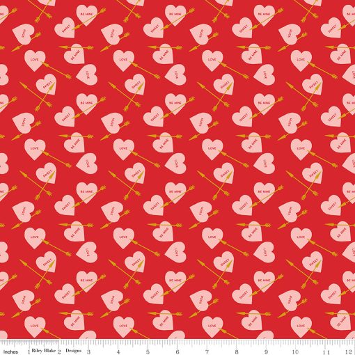 Sweetheart Red Heart Arrows Sparkle Yardage by My Mind's Eye for Riley Blake Designs