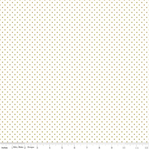 Swiss Dot Gold Sparkle on White Yardage by Riley Blake Designs