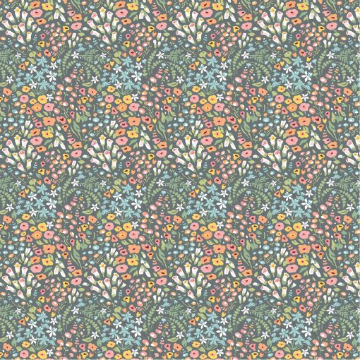 Hollyhock Lane Gray So Dear Yardage by Sheri McCulley for Poppie Cotton Fabrics