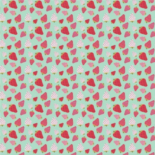 Prairie Sisters Homestead Mint Strawberry Patch Yardage by Lori Woods for Poppie Cotton Fabrics