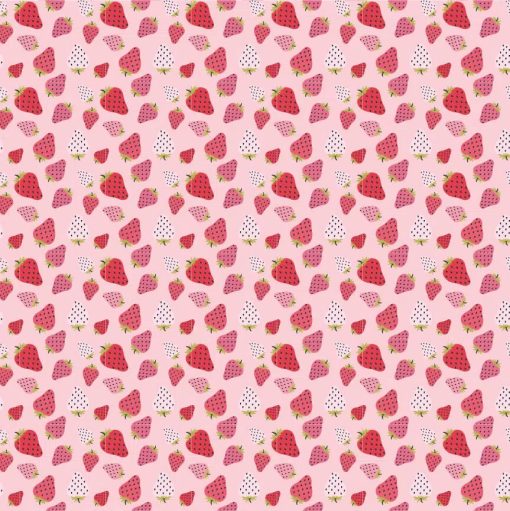 Prairie Sisters Homestead Pink Strawberry Patch Yardage by Lori Woods for Poppie Cotton Fabrics