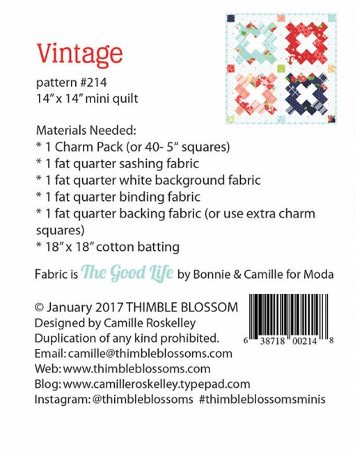 Vintage Mini Quilt Pattern by Thimble Blossoms - Image 2