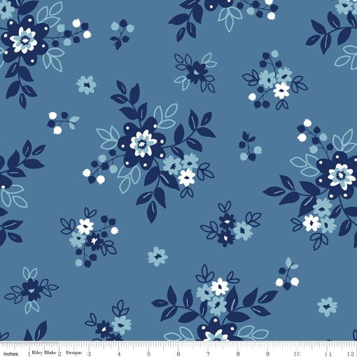 BOLT END 29" Simply Country Denim Floral 108" Wideback Yardage by Tasha Noel for Riley Blake Designs