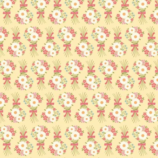 Prairie Sisters Homestead Yellow Flower Bouquet Yardage by Lori Woods for Poppie Cotton Fabrics