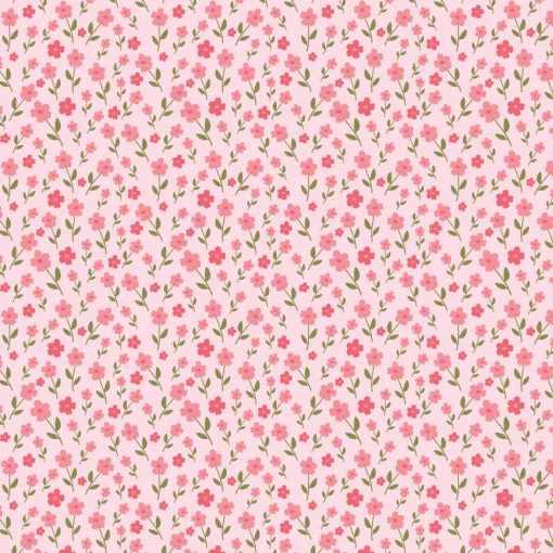 Prairie Sisters Homestead Pink Wildflower Field Yardage by Lori Woods for Poppie Cotton Fabrics