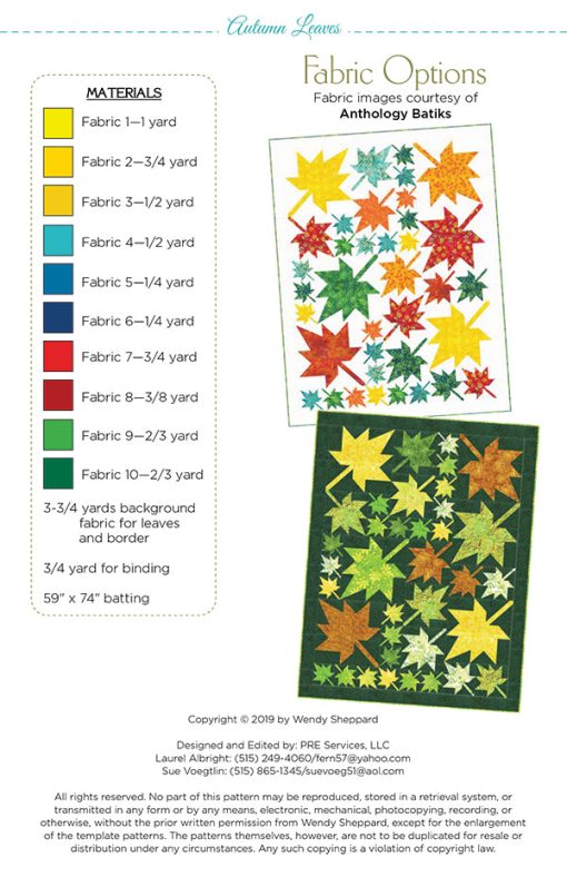 Autumn Leaves Quilt Pattern by Wendy Sheppard - Image 2