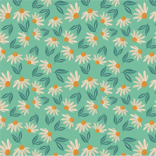 Calico Cowgirls Teal Big Sunnies Yardage by Lori Woods for Poppie Cotton Fabrics