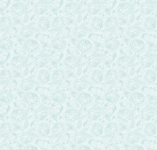 Blooms and Berries Light Teal Icy Blue Yardage by Lori Woods for Poppie Cotton Fabrics