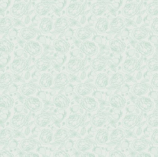 Blooms and Berries Light Green Spearmint Yardage by Lori Woods for Poppie Cotton Fabrics