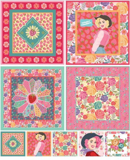 Calico Cowgirls Bandana Panel by Lori Woods for Poppie Cotton Fabrics