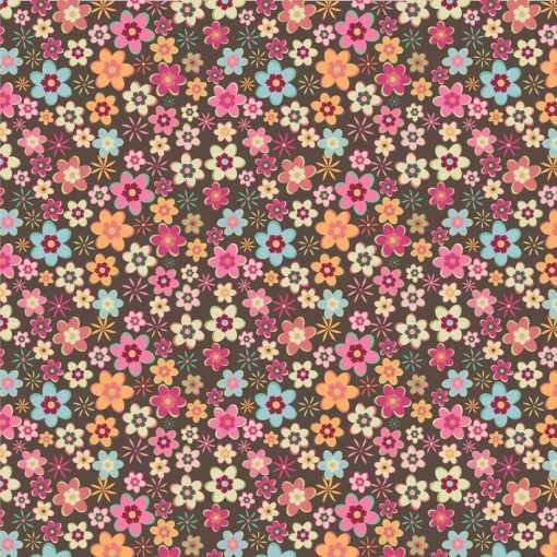 Calico Cowgirls Brown Cowgirl Meadow Yardage by Lori Woods for Poppie Cotton Fabrics