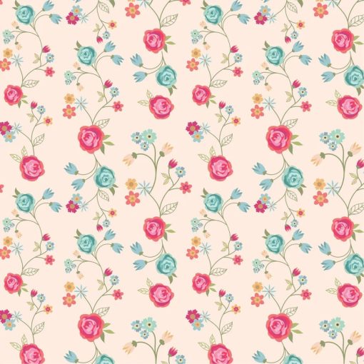 Calico Cowgirls Natural Floral & Vines Yardage by Lori Woods for Poppie Cotton Fabrics