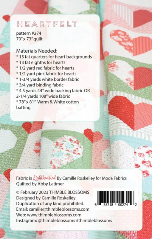 Heartfelt Quilt Pattern by Thimble Blossoms - Image 2