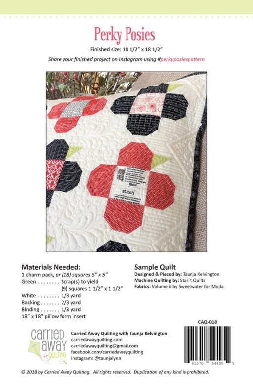 Perky Posies Pillow Pattern by Carried Away Quilting - Image 2