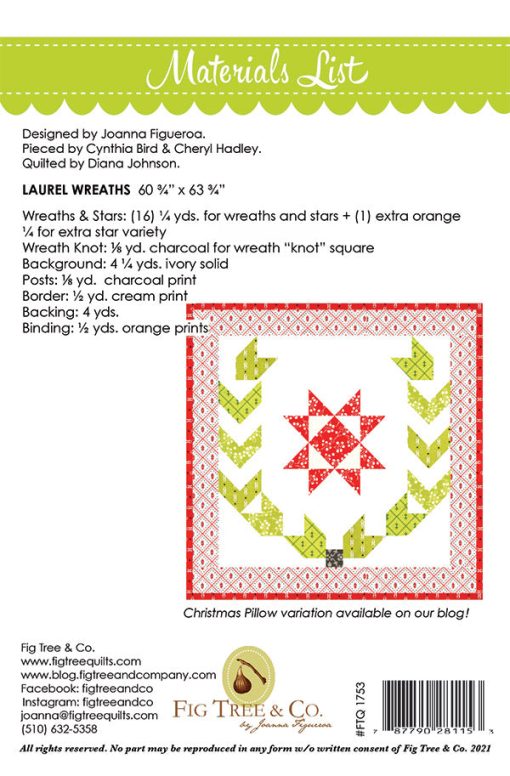 Laurel Wreaths Quilt Pattern by Fig Tree & Co - Image 2