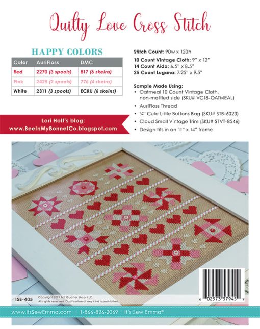 Quilty Love Cross Stitch Pattern by Lori Holt of Bee in my Bonnet - Image 2