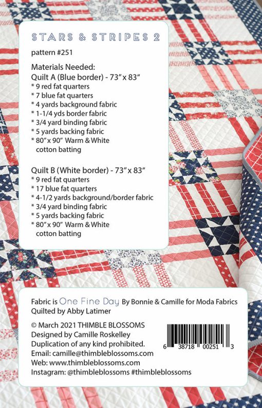 Stars And Stripes 2 Quilt Pattern by Thimble Blossoms - Image 2