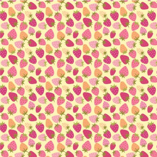 Calico Cowgirls Yellow Strawberry Pie Yardage by Lori Woods for Poppie Cotton Fabrics