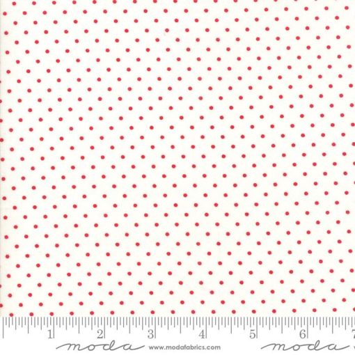 Essential Dots White Red Yardage by Moda Fabrics